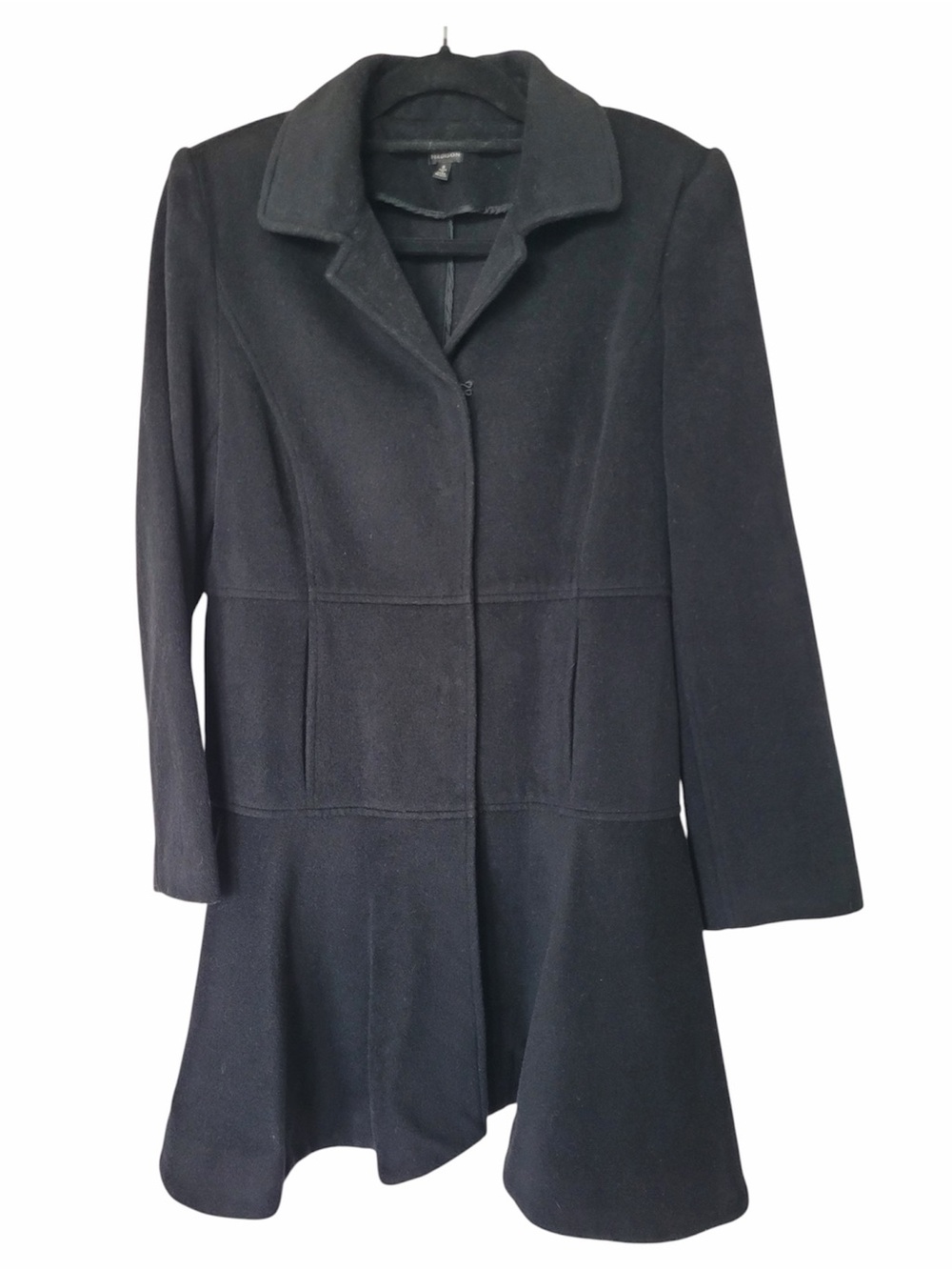Madison Black wool blend Trench Coat with Flared Hem size 8